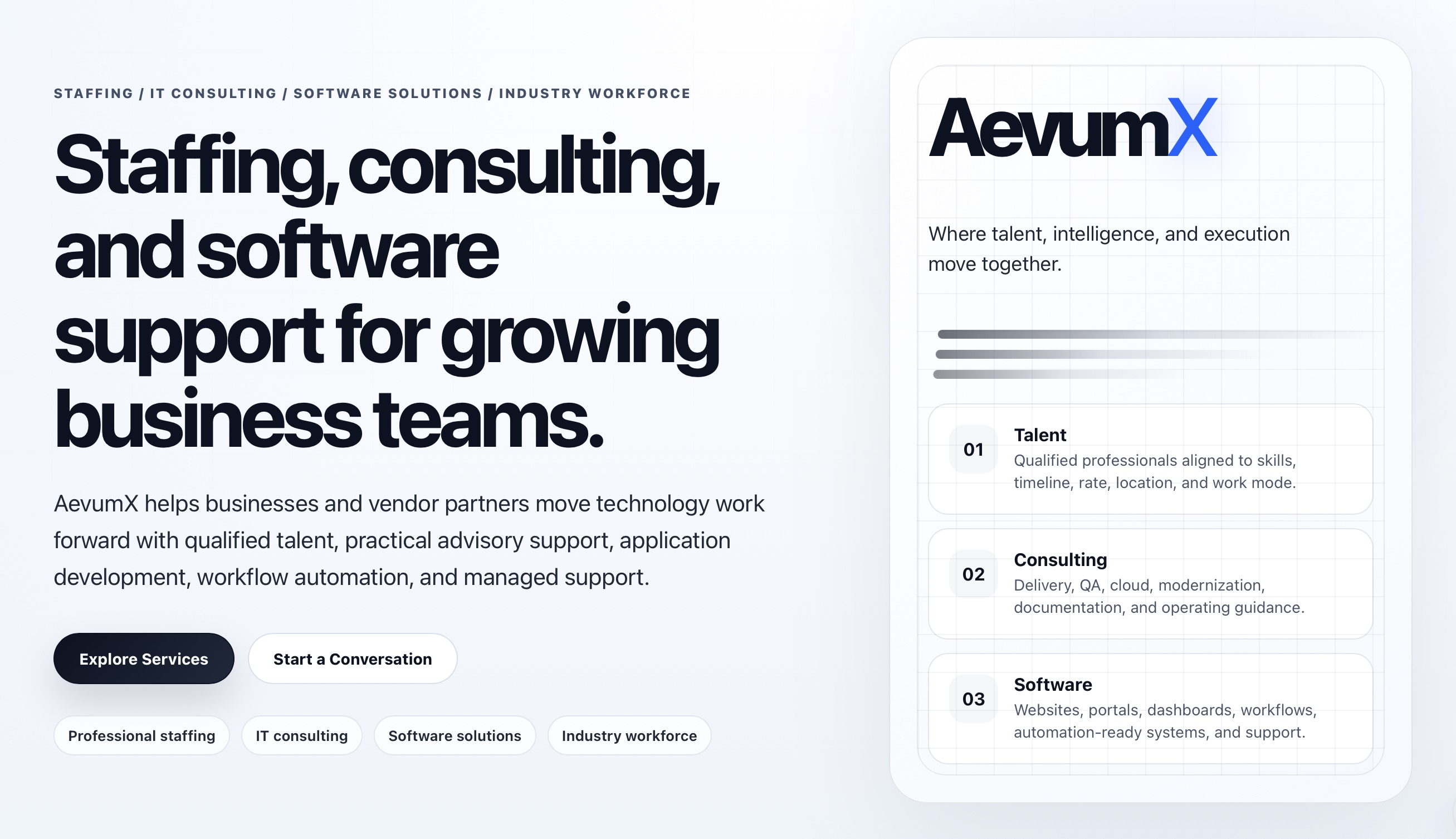 AevumX Inc — public website