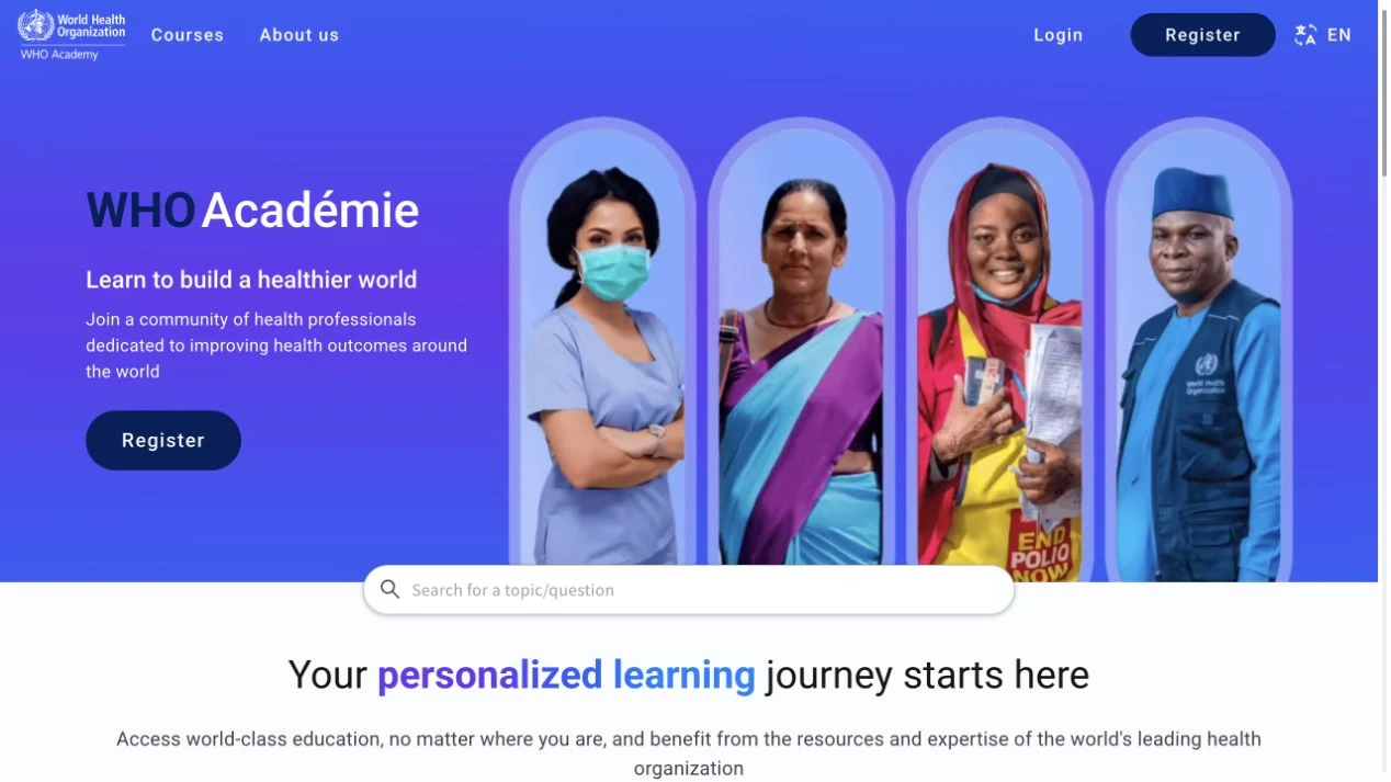 WHO Academy — public website
